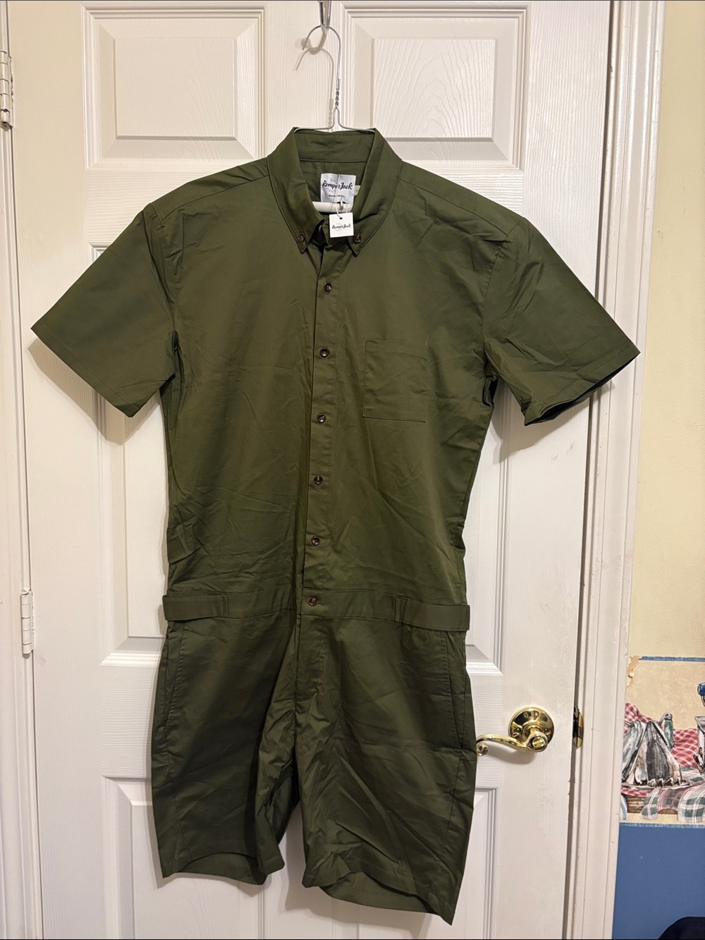 RomperJack NWOT Men's‎ Olive Green Short-Sleeve Romper